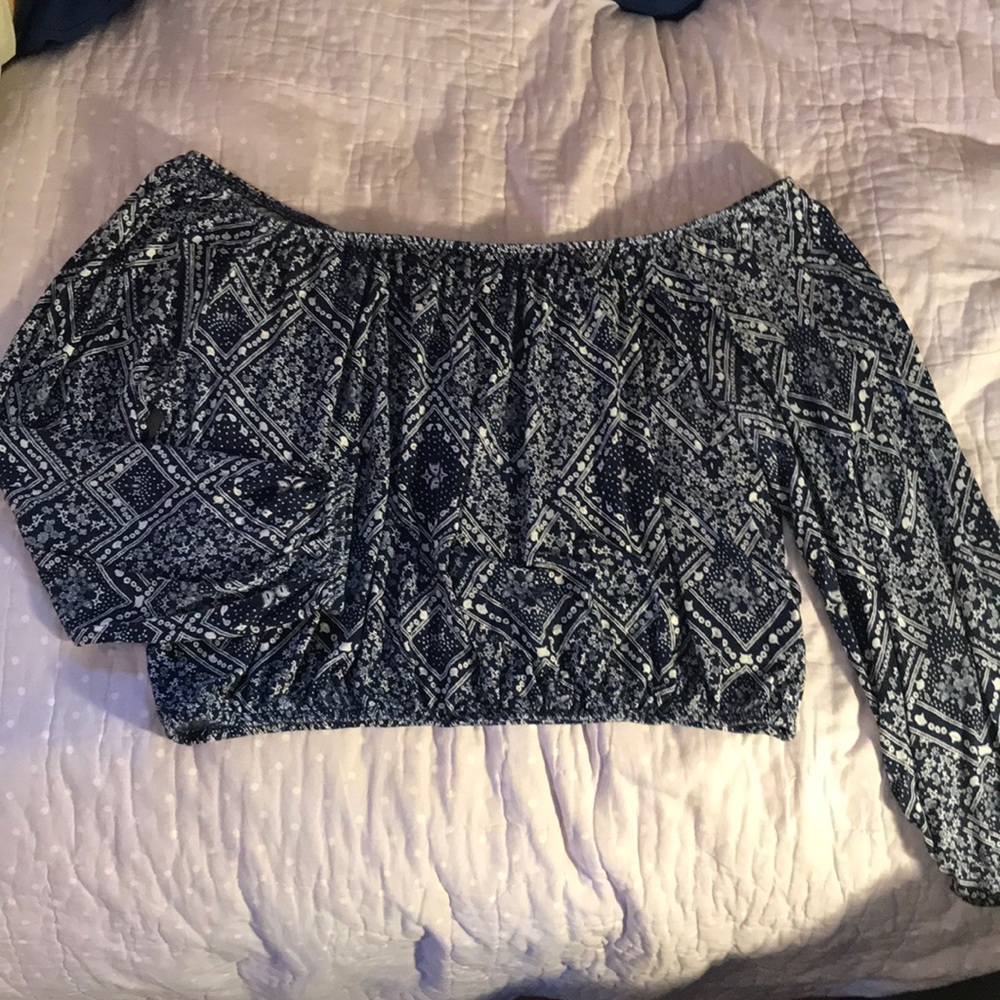 long sleeve off-the-shoulder blouse